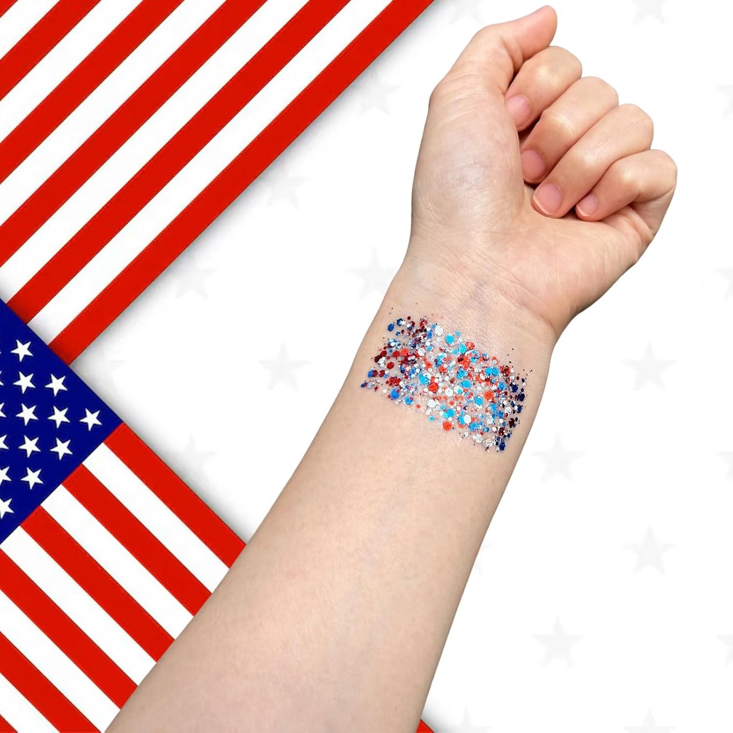 🦅4th of July Glitter Stick✨🔔Red, White & Blue Body & Hair Sparkle