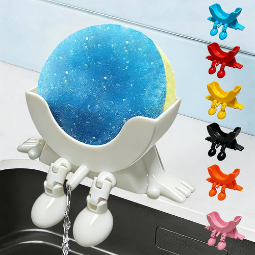 🔥🔥Cute Hanging Sponge Holder with Drainage,3D Printed Kitchen Funny Sponge Stand for Sink