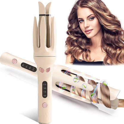 Auto Curling Iron, Ceramic Tourmaline Rotating Curler, 4 Temps, Anti-Scald