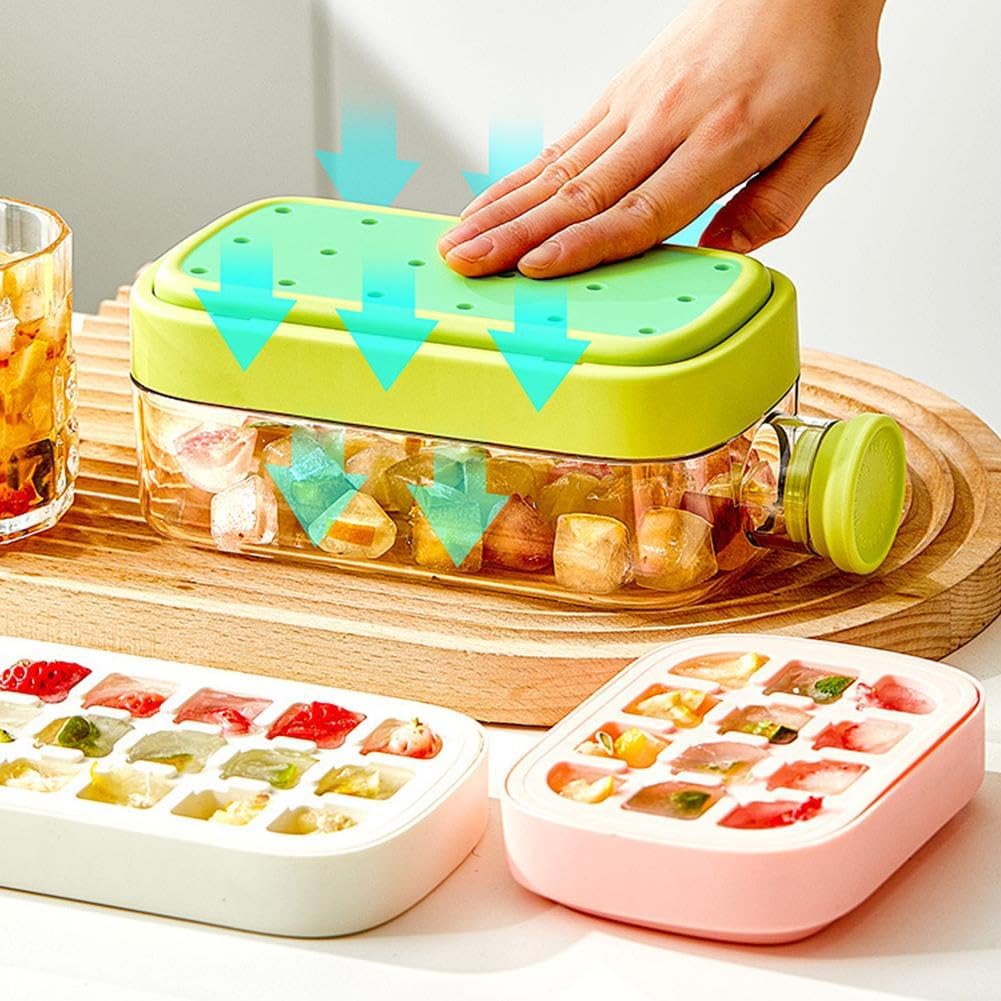 2-in-1 Silicone Ice Cube Bottle with Lid & Straw