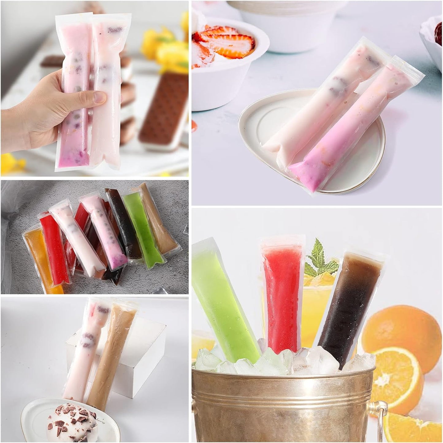 DIY Disposable Ice Pop Molds with Silicone Funnels Freeze Snacks Freezer Tubes