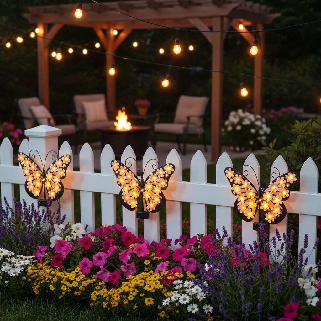 🔥Solar Lights Outdoor Metal Butterfly Wall Decor