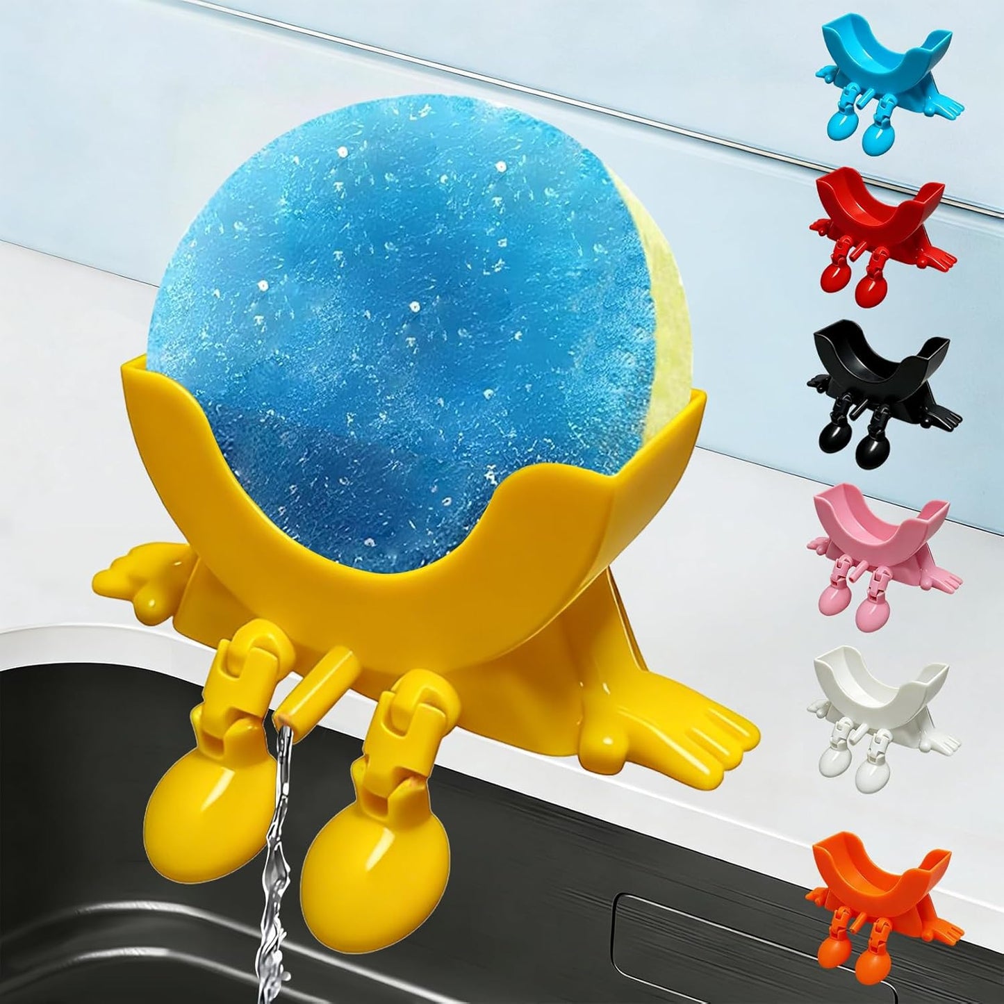 🔥🔥Cute Hanging Sponge Holder with Drainage,3D Printed Kitchen Funny Sponge Stand for Sink