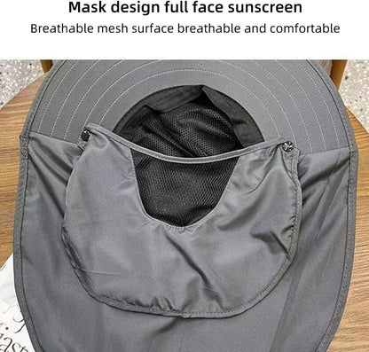 Wide Brim Sun Hat, Men's Safari Hat,  360° Sun Protection, UPF50+, Shade Hat, Insect Repellent, Mesh, Breathable, UV Protection