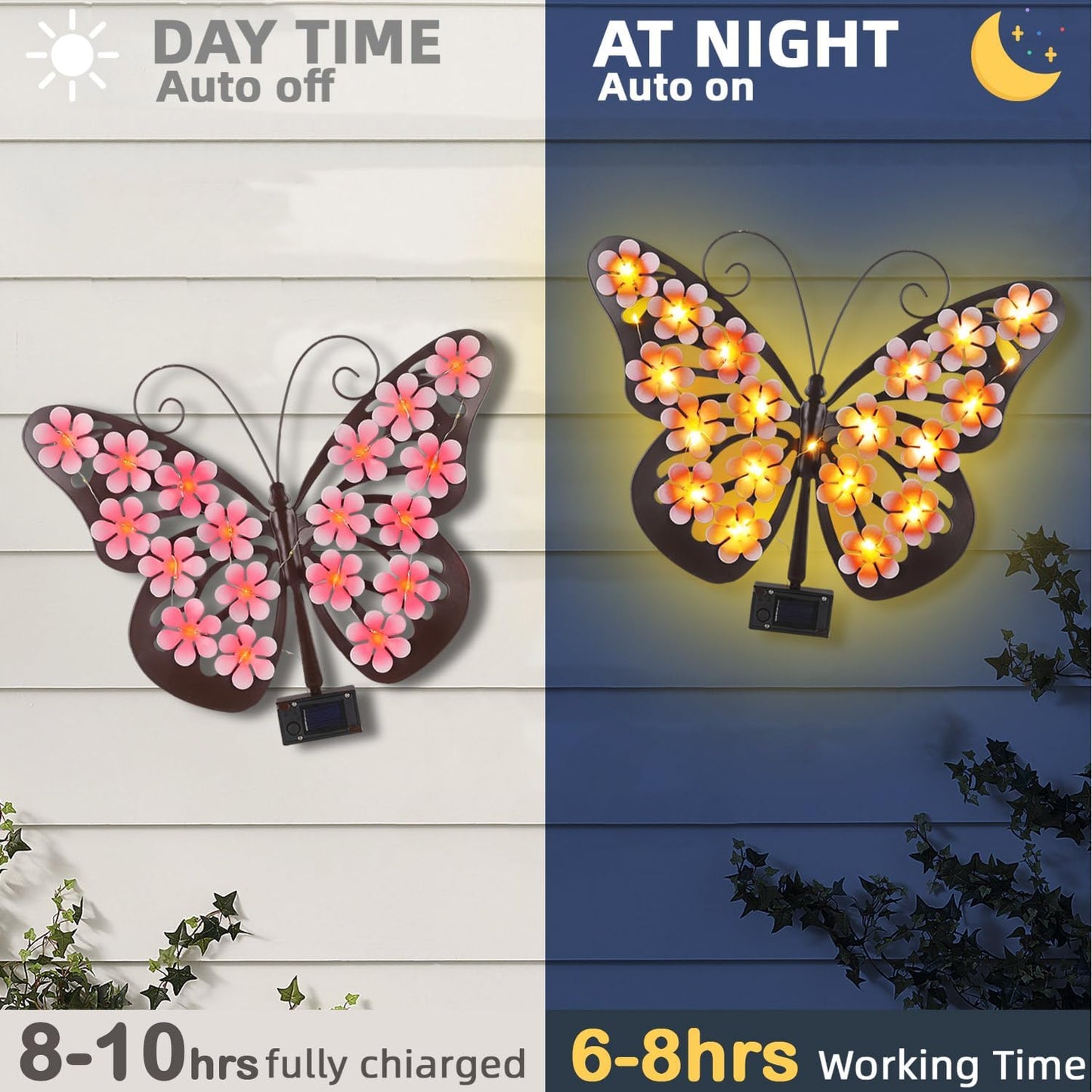 🔥Solar Lights Outdoor Metal Butterfly Wall Decor