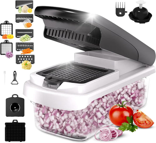 New -Series All -in-One,7 Blade Vegetable Chopper,Food Chopper,Vegetable 15 in 1 Slicer,Cutter Dicer,Mandoline Slicer for Kitchen,Multifunctional Kitchen Gadgets set with Container