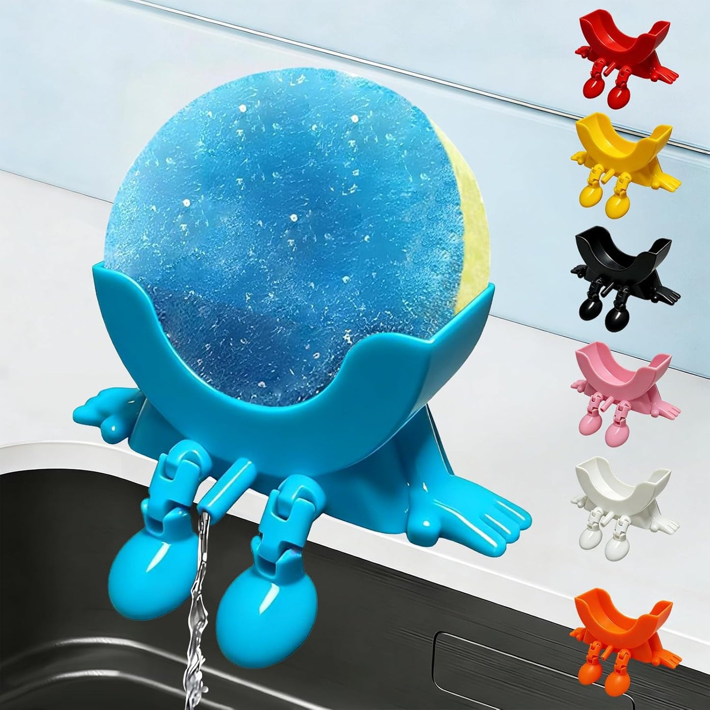 🔥🔥Cute Hanging Sponge Holder with Drainage,3D Printed Kitchen Funny Sponge Stand for Sink