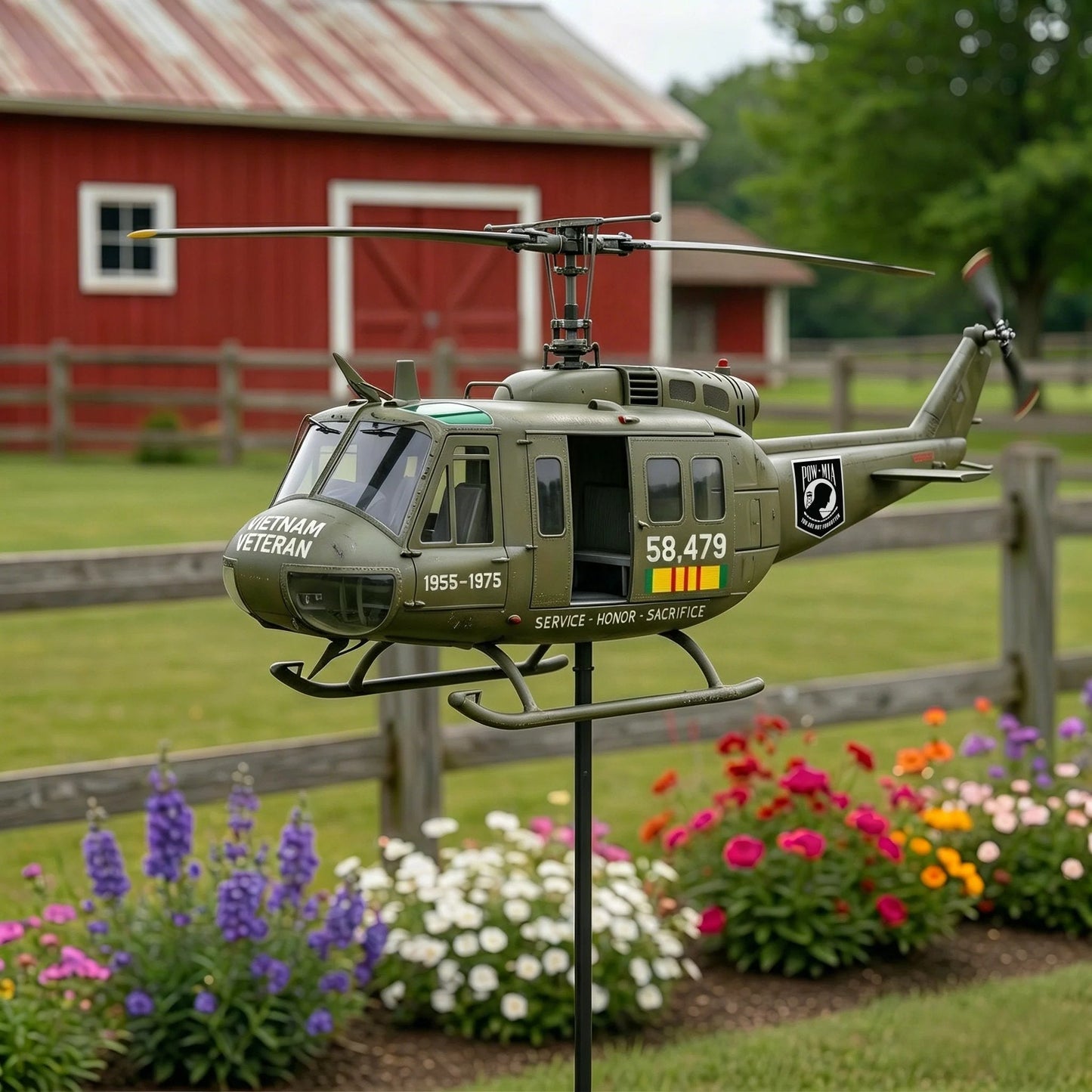 Vietnam Veteran UH-1 Helicopter Wind Spinner 🚁