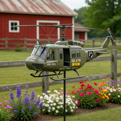Vietnam Veteran UH-1 Helicopter Wind Spinner 🚁