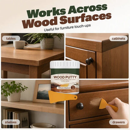 🚪Wood Repair Filler Putty – Fills Cracks & Chips, Smooths Surfaces, Blends with Dark Wood