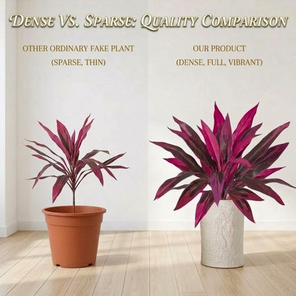 Vibrant Pink Purple Faux Boston Fern & Dragon's Blood Tree, Artificial Decorative Plants