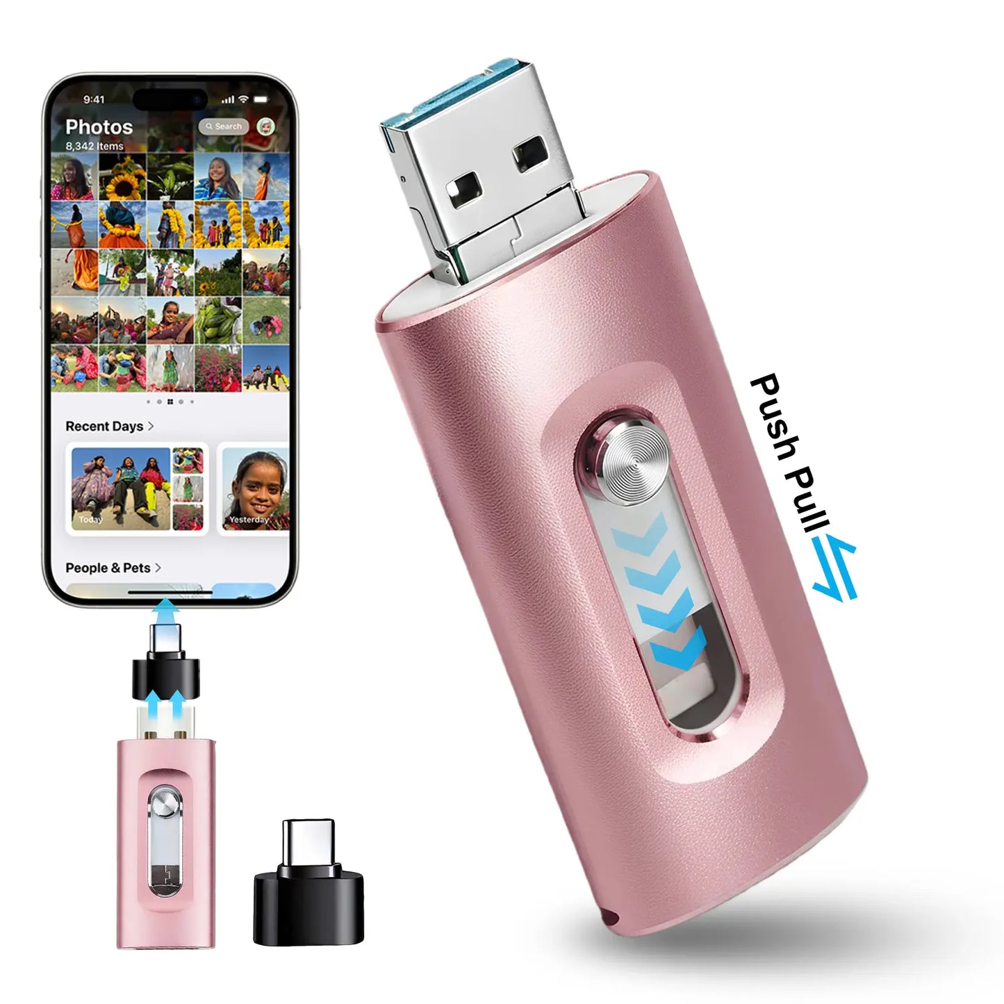 Portable 4-in-1 Memory Stick MFi Certified High Speed Data Transfer Flash Drive