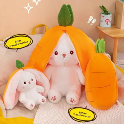 Cute Strawberry Bunny Plush Toy Soft Kawaii Stuffed Animal Gift for Kids Girls Hug Pillow Bed Decoration Birthday Present Furry Friends Plush Doll Animal Gift for Kids