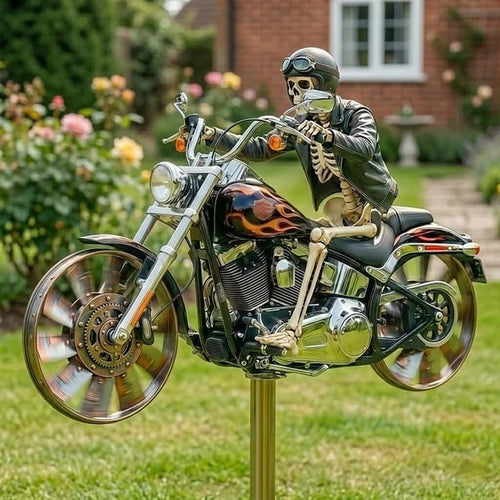 Skull Motorcycle Windmill Decor