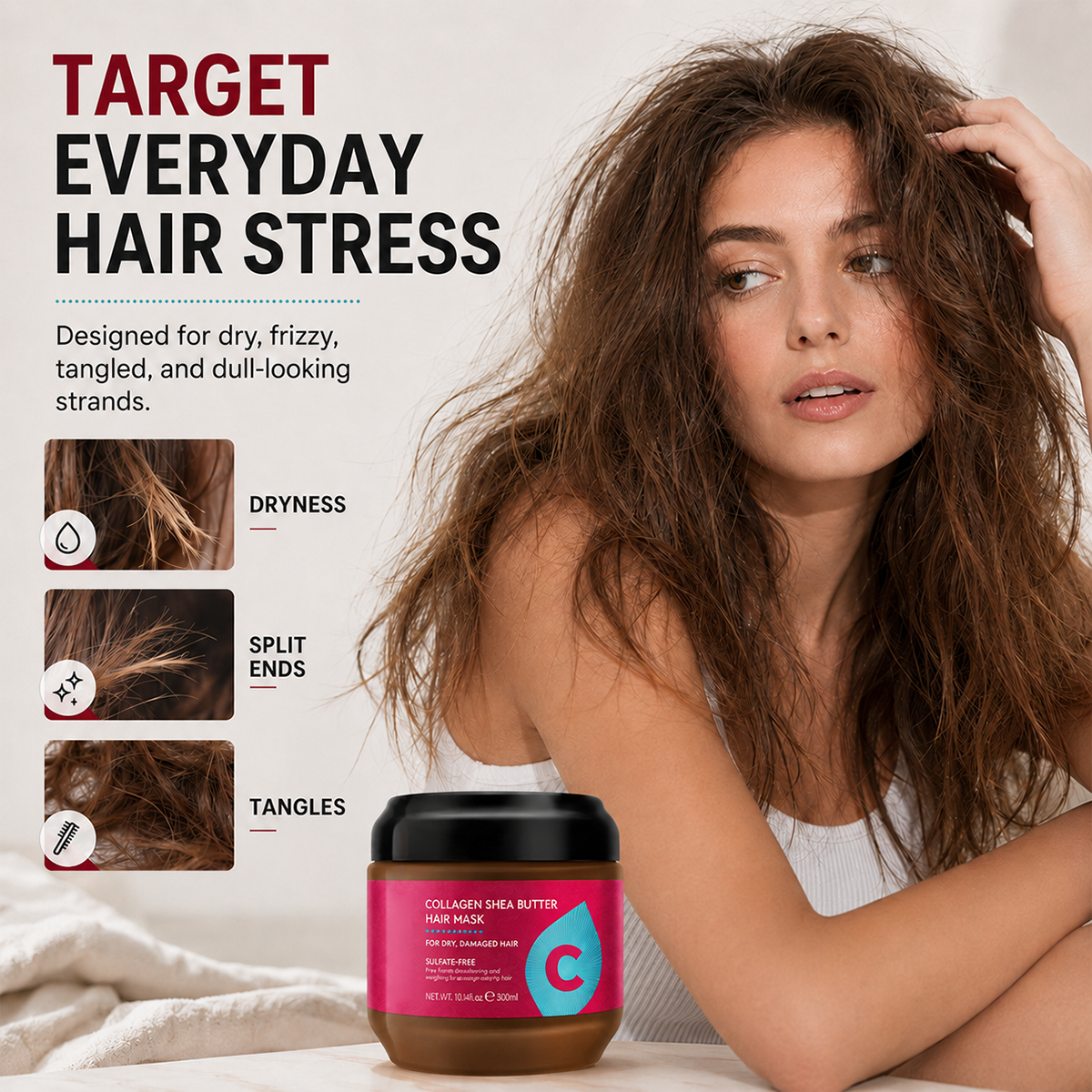 Collagen Shea Butter Hair Mask - Deep Repair & Hydration Treatment