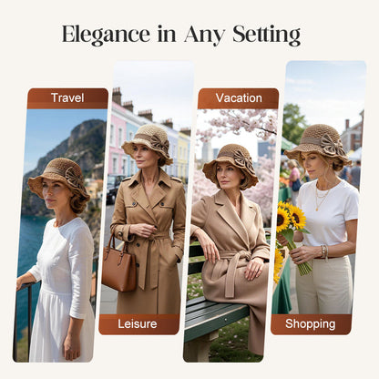 Stylish Woven Straw Sun Hat with Bow Detail