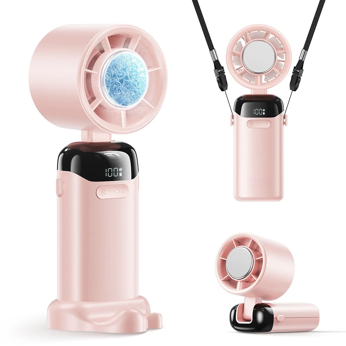 4-in-1 portable refrigeration handheld turbo fan, mini handheld personal fan.Suitable for travel, indoor use, and office desk usage