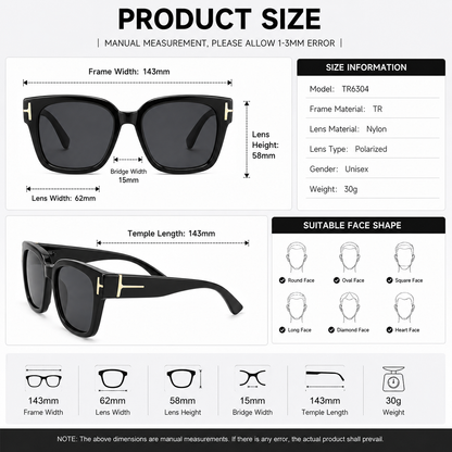Women’s Polarized Square Sunglasses – Lightweight UV400 Shades for Driving, Beach & Travel