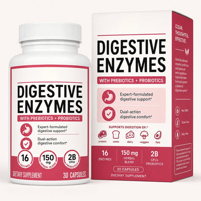 Digestive Enzyme Complex with Prebiotics & Probiotics – Daily Mealtime Comfort Support