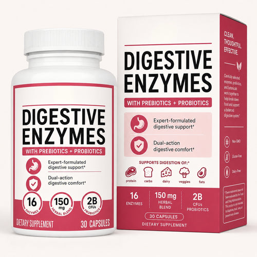 Digestive Enzyme Complex with Prebiotics & Probiotics – Daily Mealtime Comfort Support