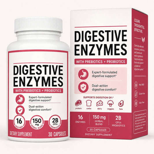 Digestive Enzyme Complex with Prebiotics & Probiotics – Daily Mealtime Comfort Support