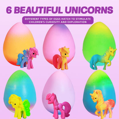 6-Pack Hatching Unicorn Eggs, Growing Toys for Kids, Birthday & Easter Gift