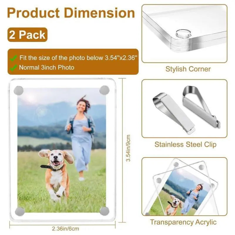 Wallet‑Size Magnetic Acrylic Photo Holder for Car & Fridge