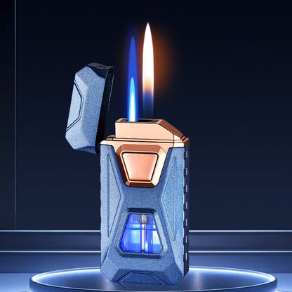 Voice-Activated Dual Flame Lighter,USB Rechargeable Windproof Refillable with Visible Window