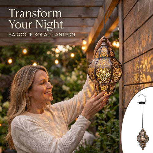 Baroque Style Solar Garden Lantern – Vintage Outdoor Light for Patio, Yard and Pathway Decor🏺