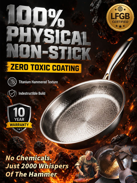 【Michelin-Grade Cookware】Hand-hammered uncoated non-stick pan