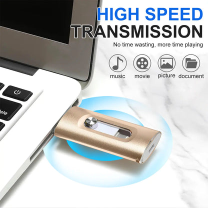 Portable 4-in-1 Memory Stick MFi Certified High Speed Data Transfer Flash Drive