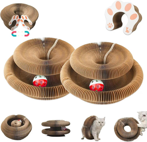 Magic Organ Cat Scratcher, Foldable with Bell Ball, Indoor Anxiety Relief Toy