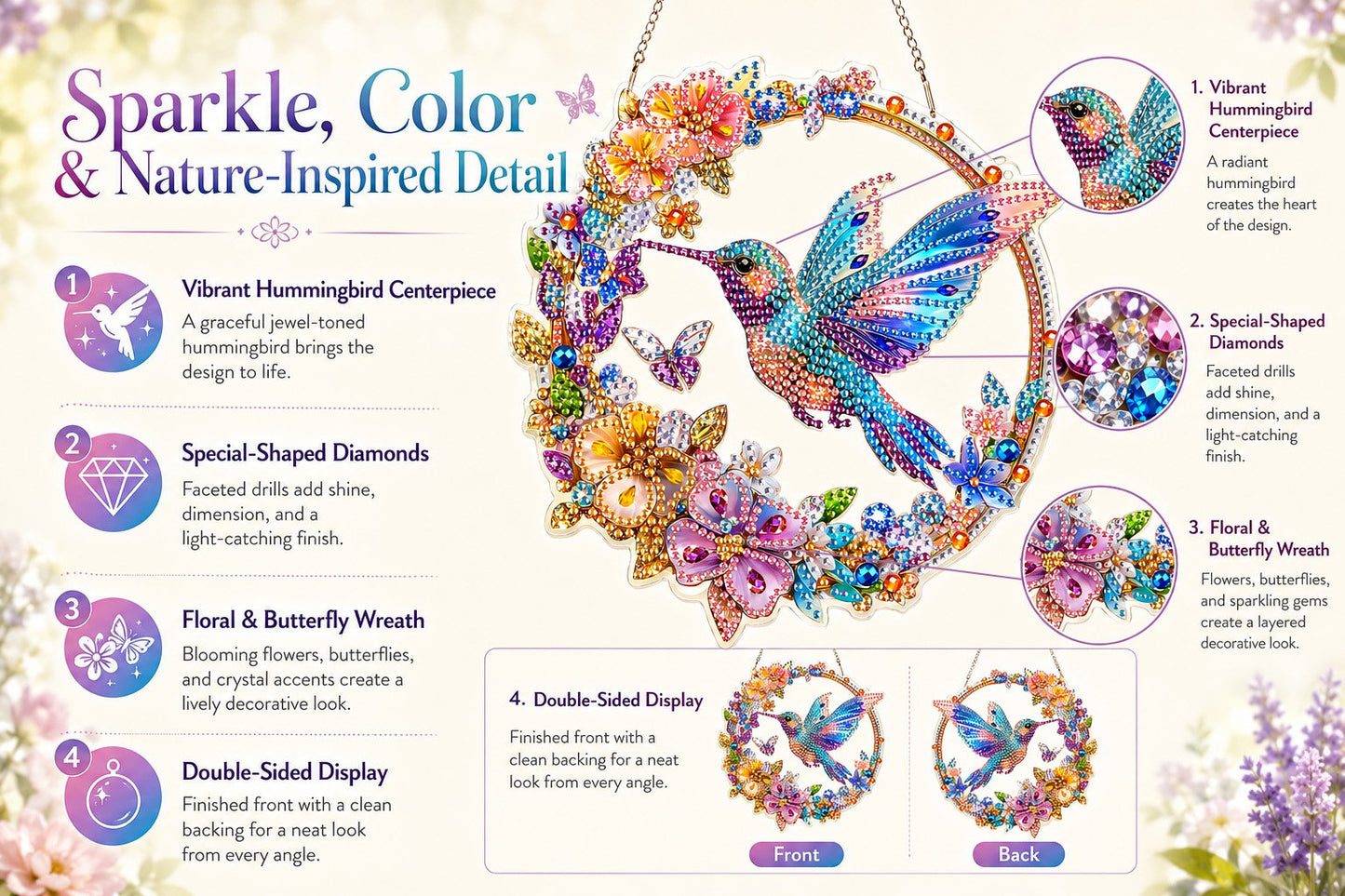 💥Hummingbird Diamond Art Hanging Ornament Kit – Sparkling DIY Window Ornament 🐦✨