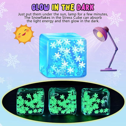 Squishy Stress Toys, Glow-in-the-Dark Snowflakes, Fidget Sensory Balls for Kids & Adults