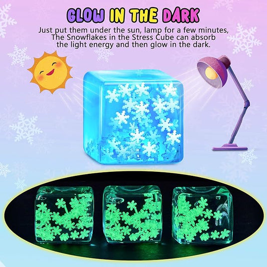 Squishy Stress Toys, Glow-in-the-Dark Snowflakes, Fidget Sensory Balls for Kids & Adults