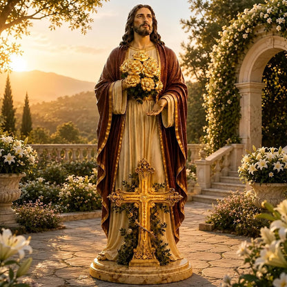 Virgin Mary Garden Statue with LED Light – Outdoor Resin Religious Decor for Patio, Yard & Prayer Space