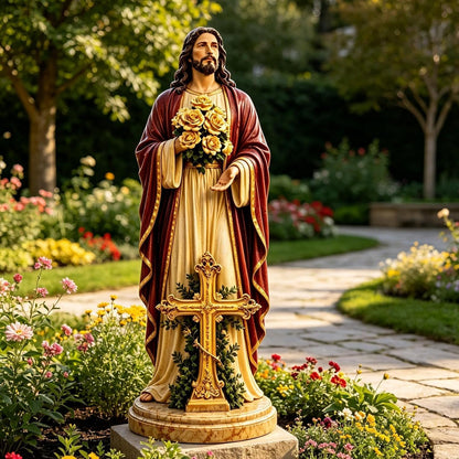 Virgin Mary Garden Statue with LED Light – Outdoor Resin Religious Decor for Patio, Yard & Prayer Space