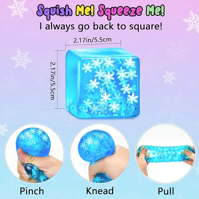 Squishy Stress Toys, Glow-in-the-Dark Snowflakes, Fidget Sensory Balls for Kids & Adults