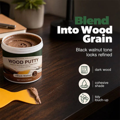 🚪Wood Repair Filler Putty – Fills Cracks & Chips, Smooths Surfaces, Blends with Dark Wood