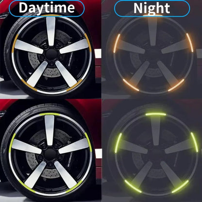 20PCS Wheel Adhesive Strips Stickers, Night Reflective Safety Decoration Strip for Car, Motocycle, Bicycle, Car Wheel Hub Reflective Sticker, Reflective Tape for Enhancing Car Wheel Safety
