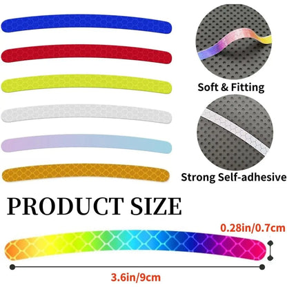 20PCS Wheel Adhesive Strips Stickers, Night Reflective Safety Decoration Strip for Car, Motocycle, Bicycle, Car Wheel Hub Reflective Sticker, Reflective Tape for Enhancing Car Wheel Safety