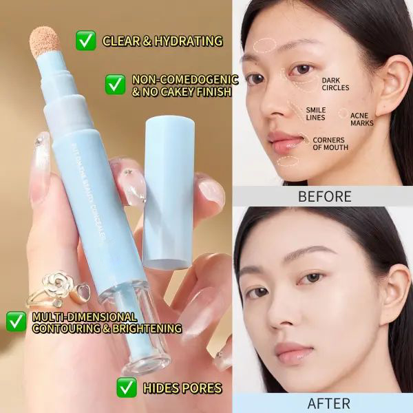Dual-effect Concealer & Foundation Eye Concealer, Korean pressed powder foundation for a flawless complexion.