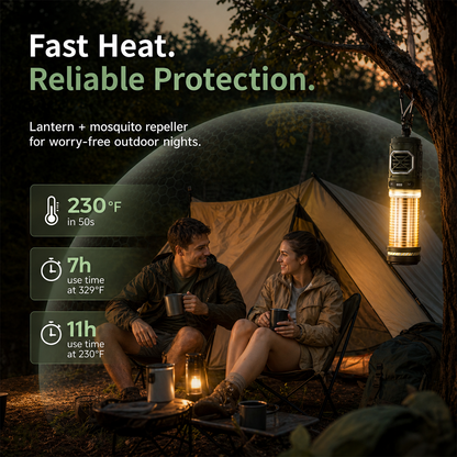 Rechargeable Tiny Mosquito Repeller 329°F Heating 30ft Protection Zone Ultra Mini with Camping Light Magnetic Design for Outdoor Camping Backpacking Patios