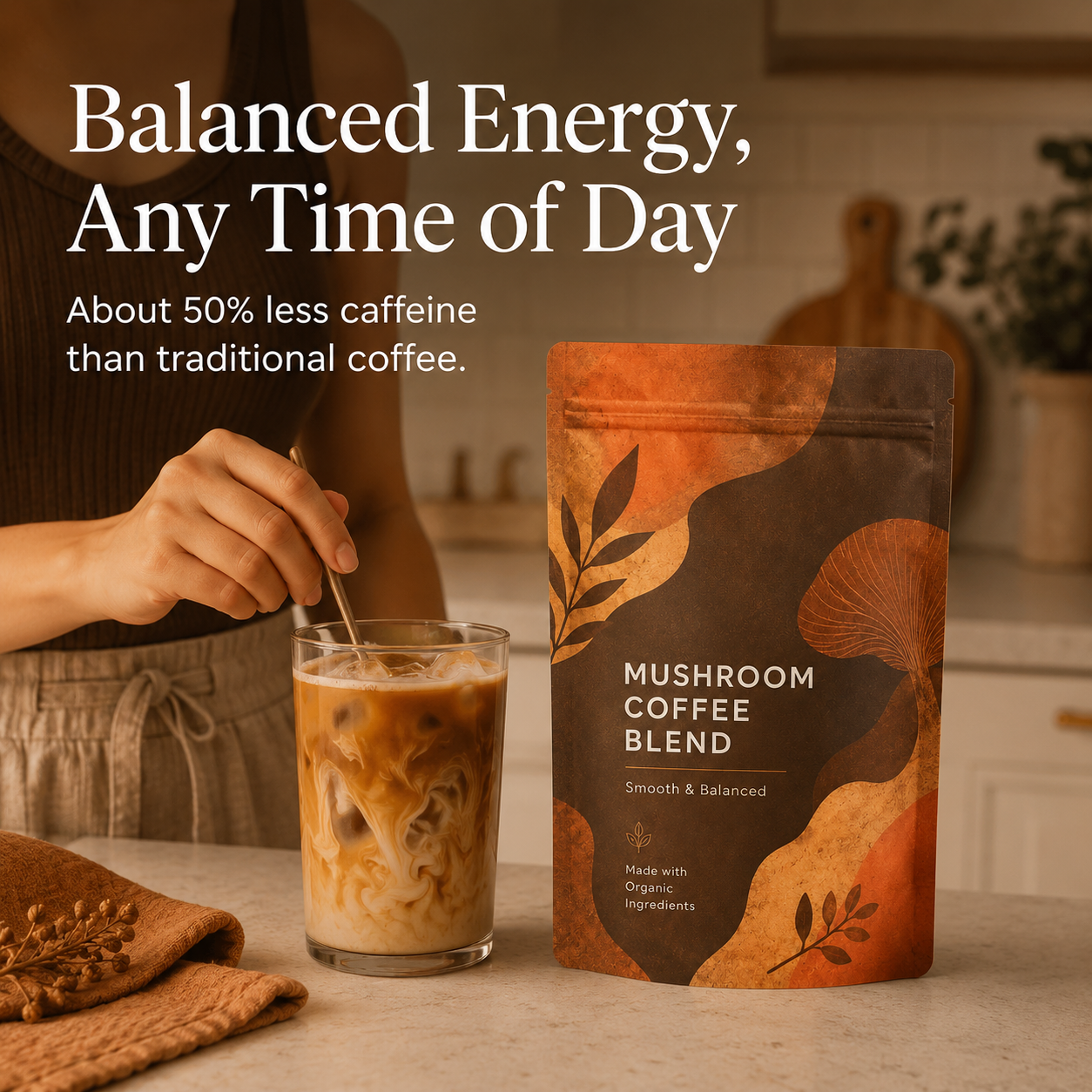 Mushroom Coffee Blend – Medium Roast Instant Coffee with 6 Functional Mushrooms