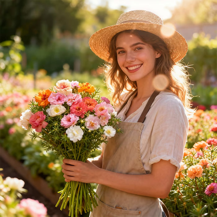 💫🌸Moss Rose🌿Perennial Flower Seeds With Plant Growth Supplement
