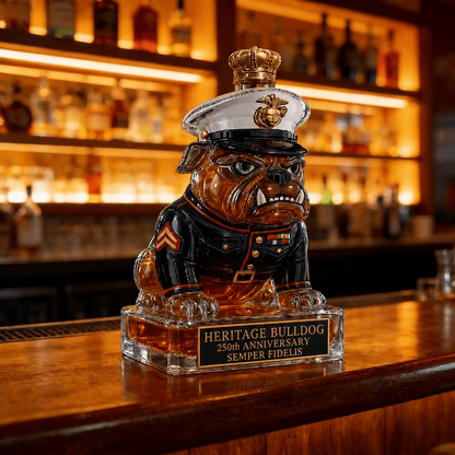 👑 Heritage Bulldog Glass Decanter for Bar Display