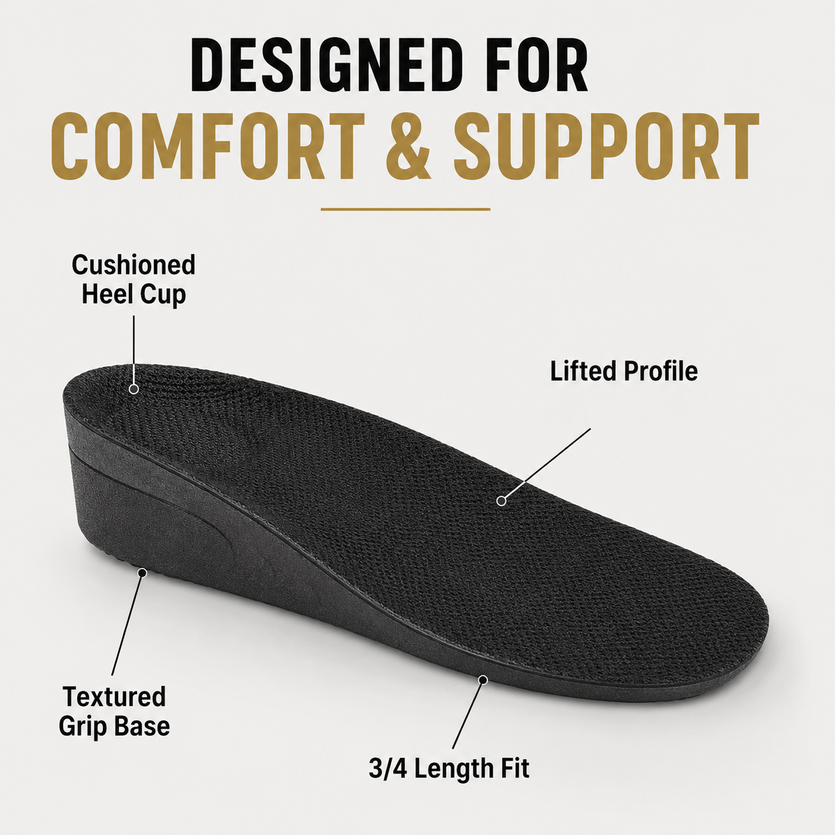 Invisible Lift Insoles – Cushioned Height Boost Inserts for Daily Comfort