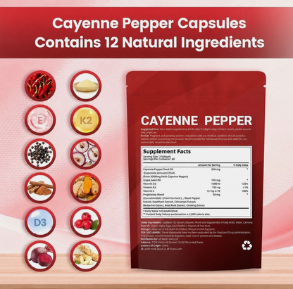 Cayenne Pepper Softgels – 12-in-1 Daily Wellness Supplement with Vitamins D3, K2 & E, Hawthorn, Beetroot & Turmeric | 240 Count