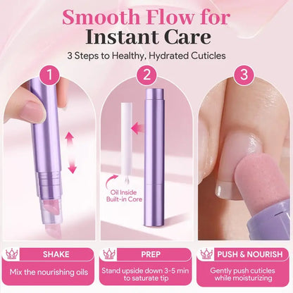Ceramic Cuticle Oil Pusher Pen, Nourishing Essential Oil for Dry & Damaged Nails