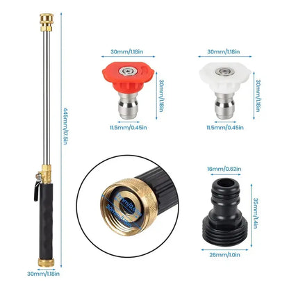 Jet Nozzle Power Washer for Garden Hose, Includes 2 High-Pressure Nozzles and Quick Connectors | Hydro Jet High Pressure Washer Tools for Car Wash, Patio, Driveway & Outdoor Cleaning